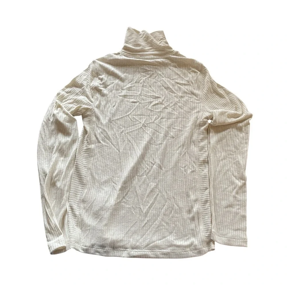 Madewell NWT Ribbed Turtleneck Long-Sleeve Tee Heather Cream Small Mock Neck
